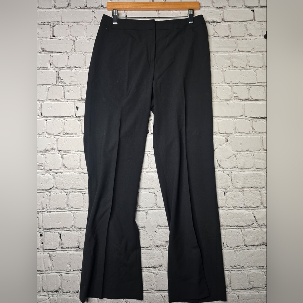 Lafayette 148 New York Black Ladies Dress Pants 8P Side Zipper Wool Elastine